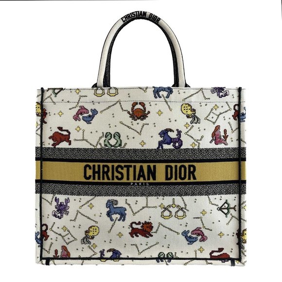 Christian Dior - NEW 2022 Large Pixel Zodiac Embroidered Canvas Book Tote - Picture 3 of 15
